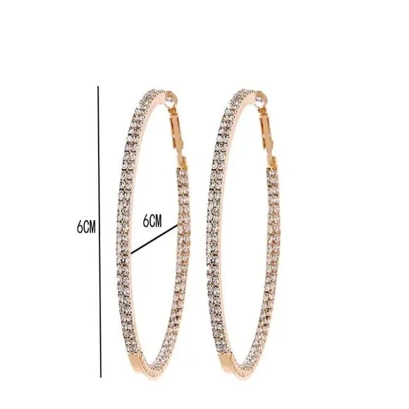 💕 Sparkling & stunning rhinestone goldtone hoops 💕 - Picture 4 of 7